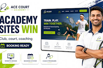 design badminton sports academy tennis club tournament court coaching website