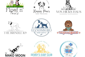 design custom minimalist pet, dog, animal, pet shop and veterinary logo