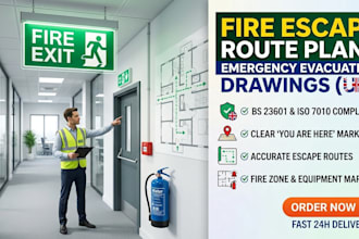 design UK fire escape route plans and emergency evacuation drawings