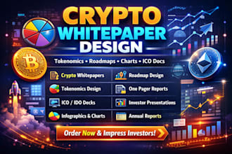 design crypto whitepaper, tokenomics,roadmap, charts, ico docs and annual report