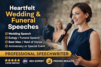 write a heartfelt wedding speech, eulogy, best man or special occasion speech
