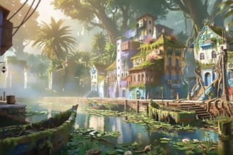 create 3d stylized anime game environment for ue5 unity or vrchat