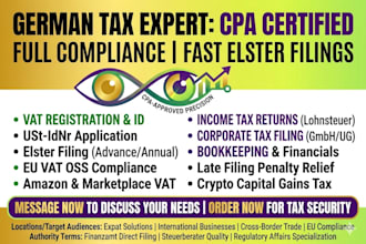 do german tax return, vat registration, and elster filing for your business