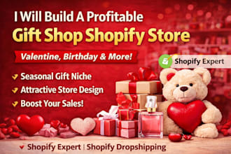 design gift shop for valentine, birthday  and seasonal products shopify website