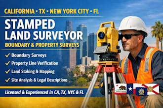 california tx new york city fl stamp land surveyor, boundary survey