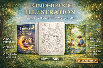 erstelle kinderbuch illustration und aquarell bilderbuch für amazon KDP