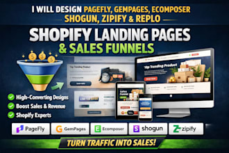 design pagefly gempages ecomposer shogun zipify replo landing page and funnel
