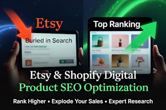 optimize etsy and shopify digital product listings for SEO
