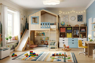 design 3d kids room, interior design