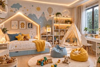 design 3d kids room, interior design