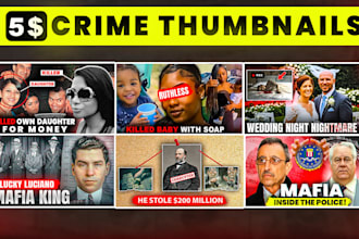design attractive true crime youtube thumbnails