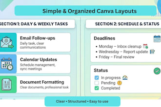 design clean spreadsheets, documents and canva layouts
