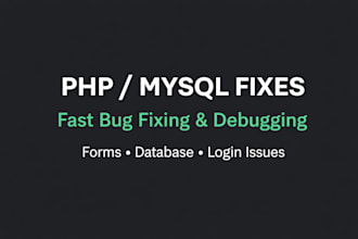 fix PHP bugs, mysql errors, and email issues fast