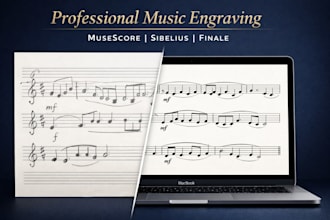 engrave printable sheet music score in musescore, sibelius, finale PDF