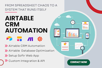 build custom airtable database CRM automation and softr webapp zapier make com