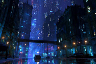 create cyberpunk city promotional