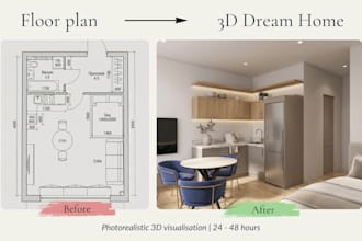 transform floor plan into stunning 3d interiors