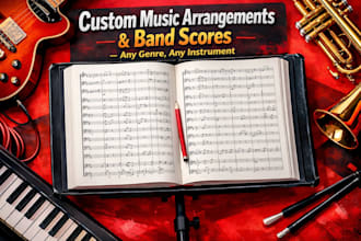 write a music arrangement, composition sheet, chord chart, and band arrangement