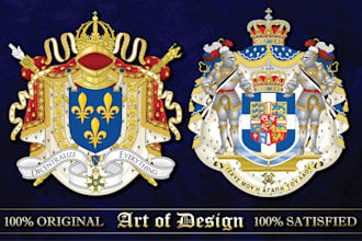create a heraldically accurate coat of arms, family crest, heraldic logo