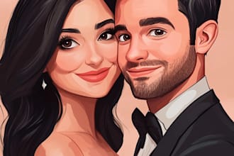 caricature couple funny digital painting
