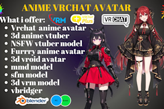 create 3d anime vrchat avatar, furry nsfw vrc avatar, vtuber vrchat commission