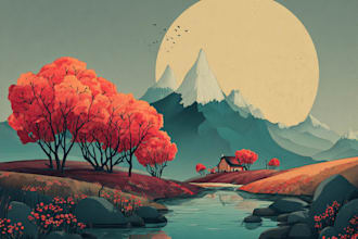 draw a watercolor landscape illustration