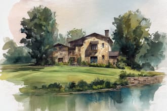 paint watercolor house portrait