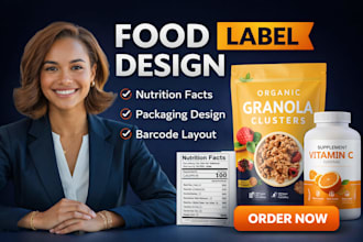 design food packaging label and nutrition facts panel