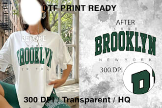 convert your design into dtf print ready file 300 dpi, HQ, transparent