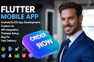 develop flutter mobile app android ios custom ui api firebase expert, bug fix