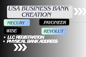 usa business bank creation wise, payoneer, stripe, mercury and address for llc
