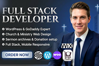 design wordpress website, godaddy church, ministry and podcast website design