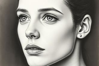make a hyper realistic charcoal or pencil portrait