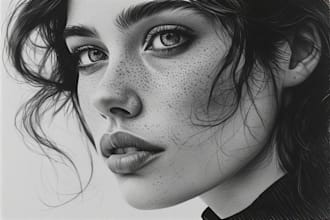 illustrate a awesome pencil or charcoal portrait drawings