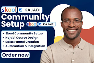 setup skool community skool online course kajabi website kajabi online course
