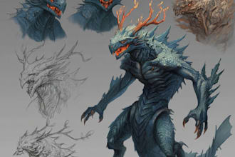 create unique creature monster design and character design