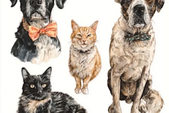 create a watercolor pet portrait