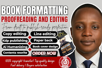 do book formatting, proofreading, editing, book cover design and kdp publishing