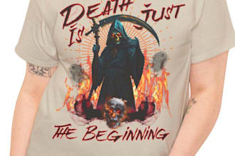 design custom t shirt grim reaper heavy metal skull logo
