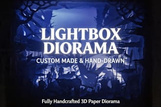 make you a premium handmade lightbox paper diorama