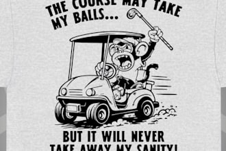 create hand drawn golf cartoon t shirt logo