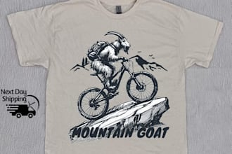 design retro t shirt funny mountain goat logo
