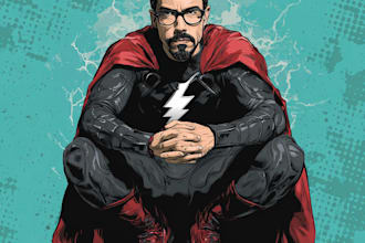 illustrate a superhero pop art portraits