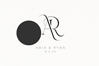 design an elegant wedding logo, monogram or custom initials