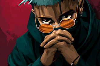 draw unique anime or cartoon album cover art
