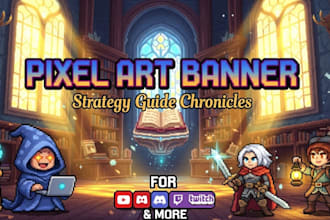 create a pixel art youtube banner, channel design ,logo and banner design
