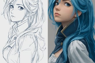 draw a professional anime character illustration