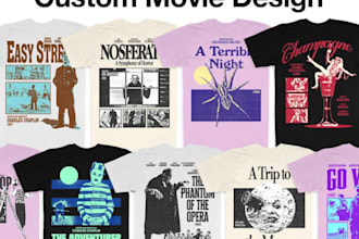 do custom retro movie t shirt and film production logo