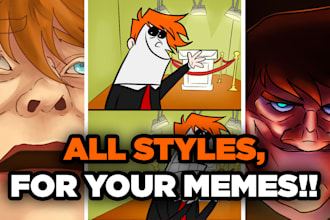 draw funny meme of your characters