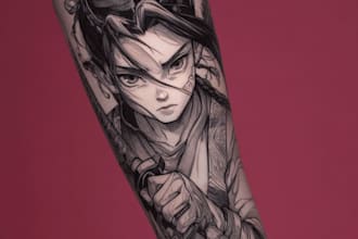 design awesome custom anime tattoo or manga tattoo design